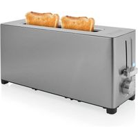 Grille-pain Princess Steel Toaster Long Slot - 1 050 W - Fonctions decongelation, annulation, rechauffage - Support a viennoi