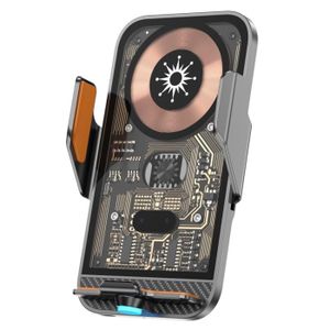 Support Chargeur Voiture Sans Fil 15W - Serrage Automatique - Rotation 360° - Lumière RGB - Compatible IPhone, Samsung, Etc.