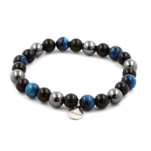 Bracciale A Corona Con Perle 8mm - Occhio Di Tigre Ed Ematite - Nero - Foto 3
