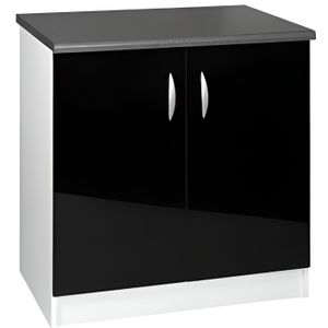 ELEMENTS BAS Meuble cuisine bas 80 cm sous évier OXANE noir