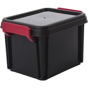 BAC DE RANGEMENT OUTILS IRIS OHYAMA Lot de 4 boîtes de rangement empilables avec couvercle - Multi Box - MBX-2 - Noir, rouge et transparent - 2 L