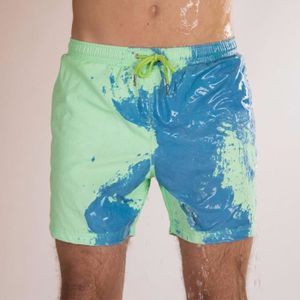 MAILLOT DE BAIN Short de bain Homme Couleur change lorsqu'il est mouillé du vert au bleu Taille élastiquée Casual Séchage rapide