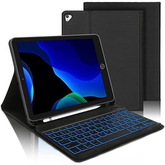 Coque Clavier Bluetooth Pour IPad 10,2" – AZERTY Français, Détachable, Réveil Automatique, Rose