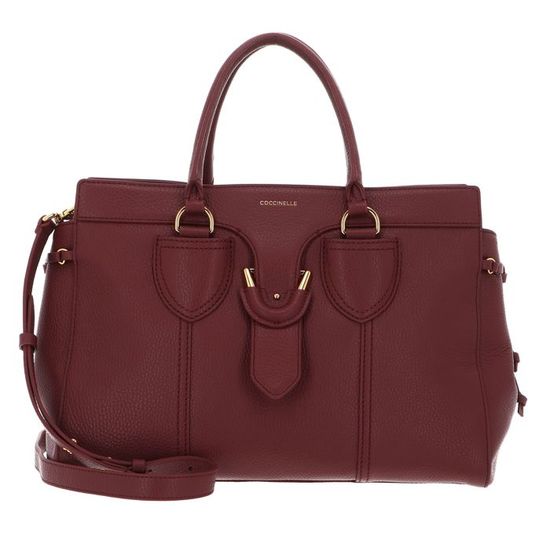 Sac à Main Coccinelle Cuir Marron/taupe - Grand Format, Bandoulière Détachable, Neuf Avec étiquette