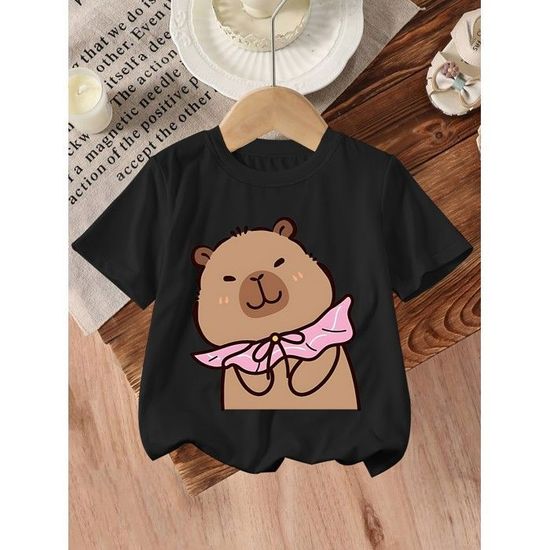 Sweat à Capuche Fille Imprimé Capybara Mignon - Pull Chaud Manches Longues Avec Poche Pour Enfants