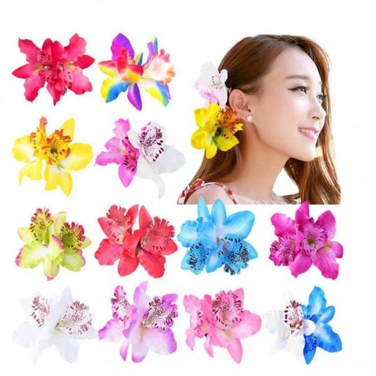 Broche Pince à Cheveux Fleur En Cuir Véritable Noir - Pour Mariage Ou Fête