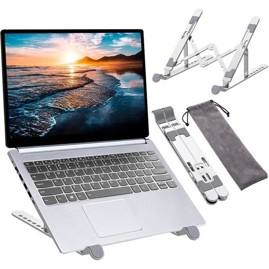 Besign LS10 Support Pour Ordinateur Portable En Aluminium – Réglable Et Ergonomique – Compatible Avec Les Ordinateurs Portables Air, Pro, Dell, HP, Lenovo De 10 à 14 Pouces – Noir