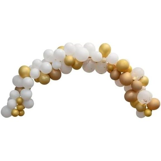 Déco Anniversaire Kit Beige Blanc Or - Ballons, Banderole, Couronne, Nappe Pour Fête Femme/Fille