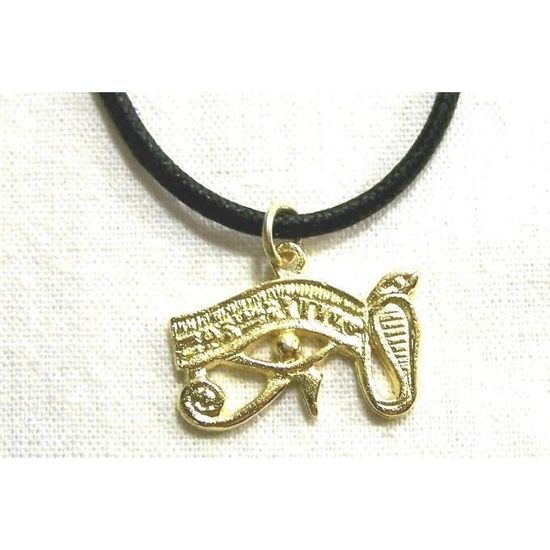 Collier Œil D'Horus égyptien - Pendentif Rond 30 Mm Sur Corde Noire Réglable Pour Hommes Et Femmes