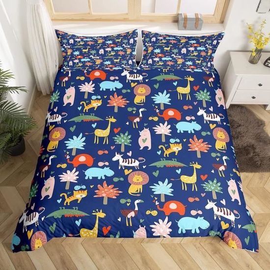Housse de Couette - EAJ - 220x240 cm - Microfibre - 2 Taies d'Oreiller