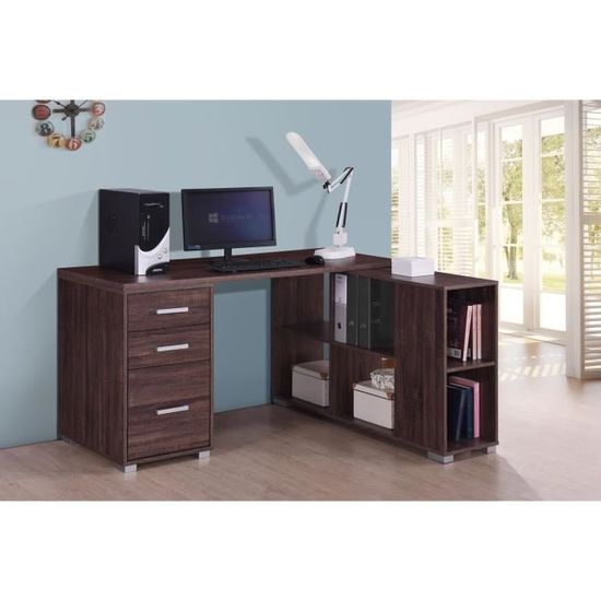 Matelpro Bureau D Angle Contemporain Coloris Noyer Amira L 140 X