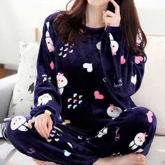 Generisch Peignoir Femme Ensemble De Pyjama Cardigan Polaire