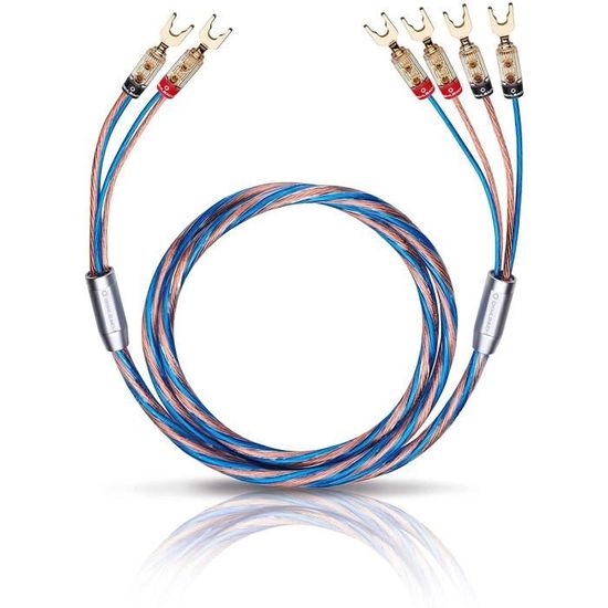 Oehlbach Bi Tech 4B 500 - Set di cavi per altoparlante, 2 x 2,5/2 x 4,0 mm² con connettore a banana, 2 x 5 m, colore: blu/rame