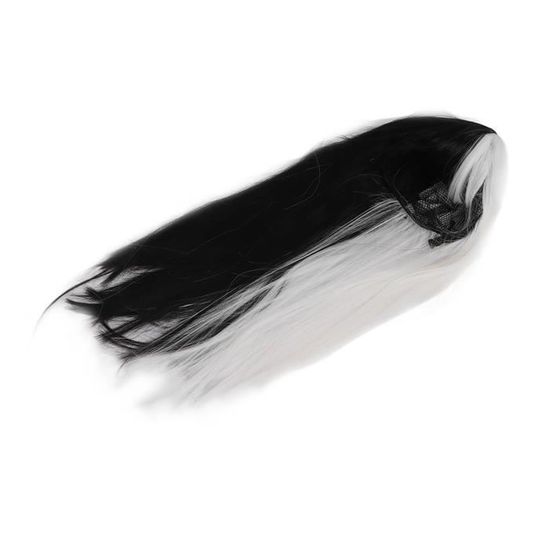 Aomig 2PCS Perruque Cosplay Moitié Noir Moitié Blanc – Perruque Courte Bob Halloween Carnaval Avec Filet Réglable, Idéale Pour Déguisements Noël Et Fêtes