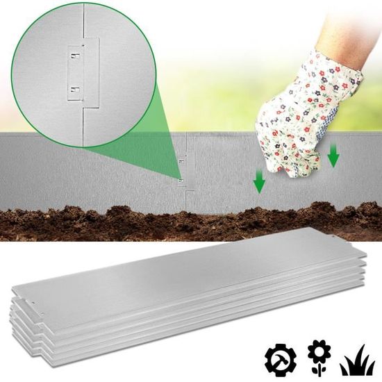 Bordure De Pelouse 12 M (12 Pièces) + 50 Ancres - Hauteur 7,8 Cm, Plastique Noir, Flexible, Pour Jardin
