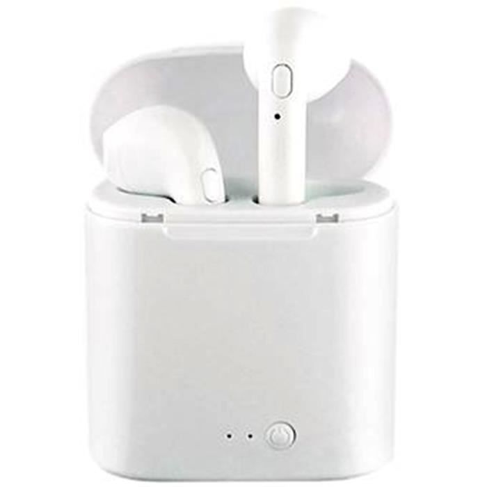 7s tws bluetooth casque couleur binaural sans fil avec bac de chargement mobile mini sports écouteurs intra-auriculaires Blanc-Yuan