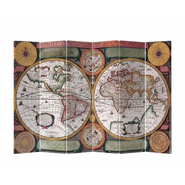 Cloison De Séparation Pliante 5 Panneaux – 200 X 180 Cm – Bambou Et Toile Blanc Crème – Pour Intérieur, Bureau