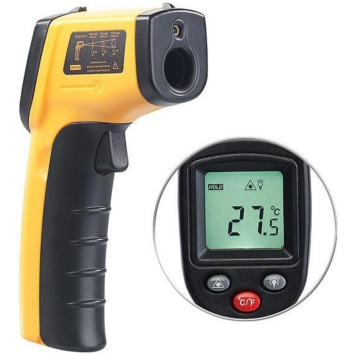 Thermometre infrarouge sans contact de -50 a 380 °C avec poi