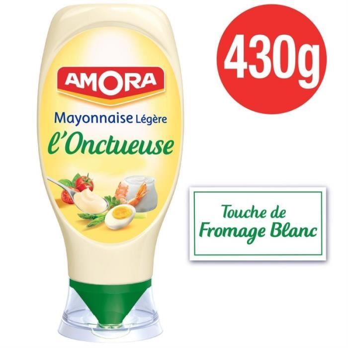 AMORA - L'Onctueuse Mayonnaise Légère Touche De Fromage Blanc 430G - Lot De 4