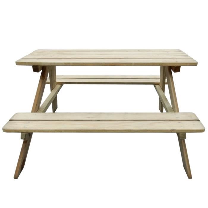 FIHERO Table de pique-nique pour enfants 89 x 89,6 x 50,8cm Pinède FSC