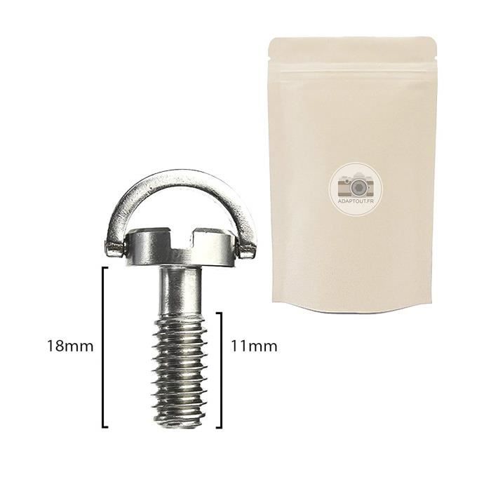 VIS Longue 1-4- Pouce avec Anneau 18 mm 11 mm Metal pour Appareil Photo DSLR Trépied Monopode Plateau Rapide - ADAPTOUT Marque FR