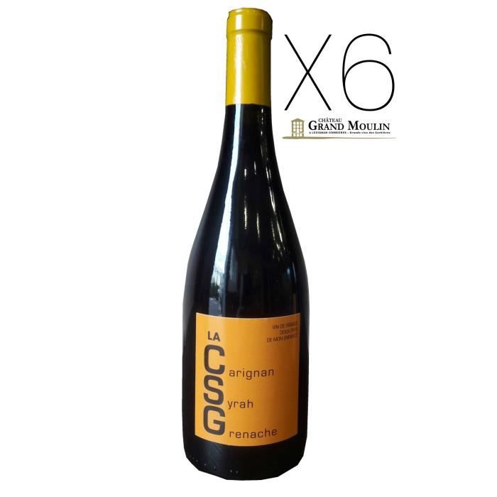 Vin de France Rouge LA C.S.G 2017 - Chateau Grand Moulin - Vin de viticulteur indépendant - Coffret vin 6 bouteilles