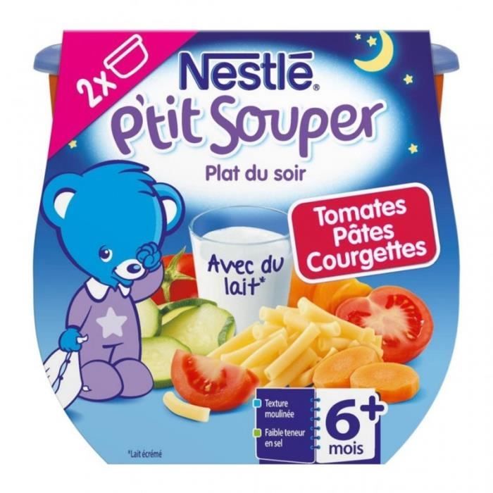 Nestlé P’tit Souper Plat du Soir Tomates Pâtes Courgettes (+6 mois) par 2 pots de 200g (lot de 6 soi