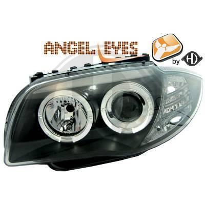 1280780 , Paire de Feux Phares angel eyes noir pour BMW Serie 1 , Coupe , Cabriolet , Berline E81 - 82 - 87 - 88 de 2004 a 2011