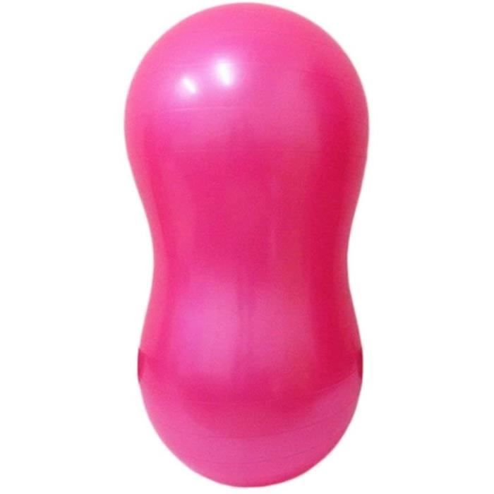 Ballon D’Exercice en Forme de Cacahuète & Pompe - Ballon d’Exercice pour Le Fitness, Le Yoga, la kinésithérapie (Rose Vif)