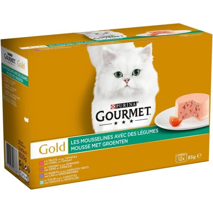 GOURMET Gold Les Mousselines avec des légumes - Pour chat adulte - 12 x 85 g