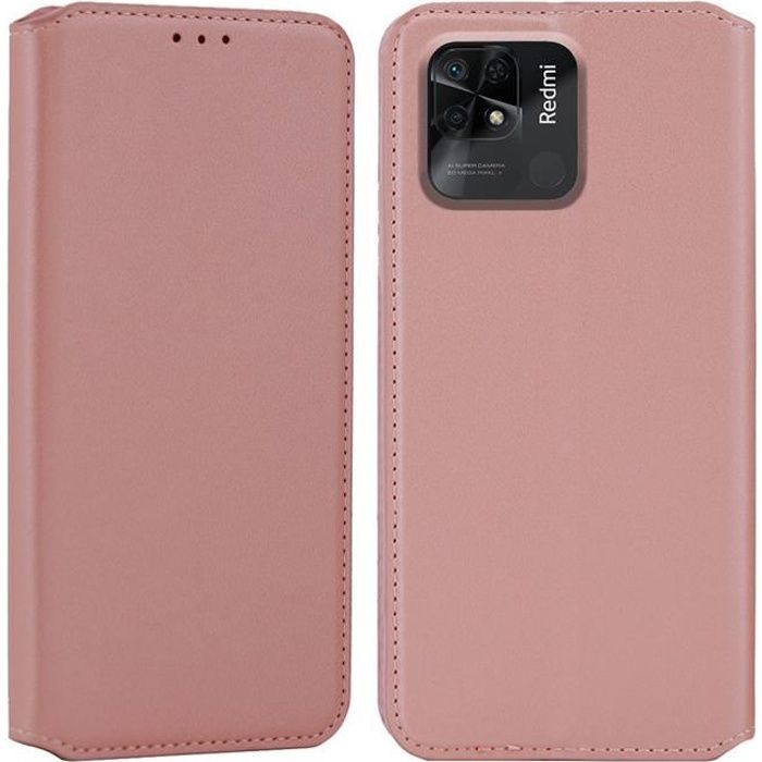 Coque pour Xiaomi Redmi 10C - Portefeuille Cuir - Rose