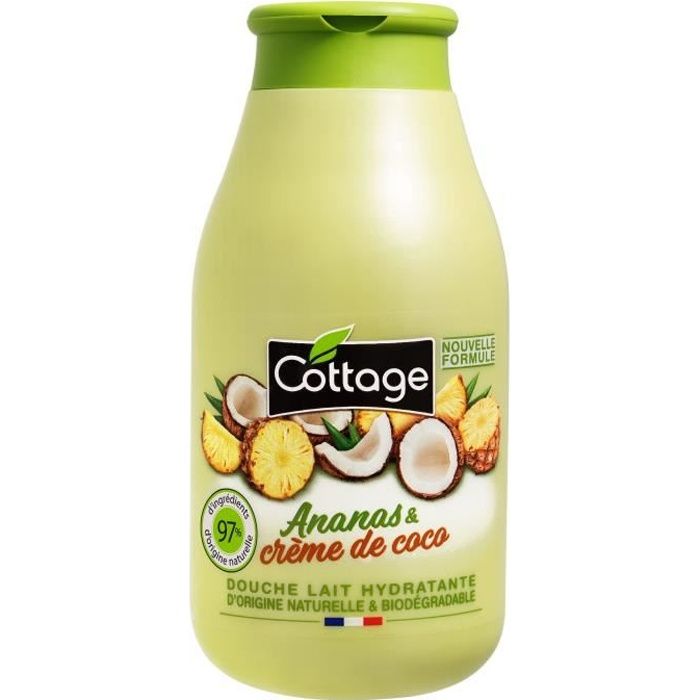 COTTAGE Douche lait hydratante - Ananas et crème de Coco 97% d'ingrédients d'origine naturelle - 250 ml
