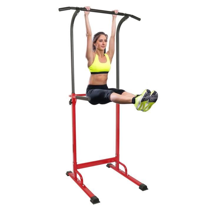 JEOBEST® Barre de traction ajustable Chaise romaine, Station musculation Dips station