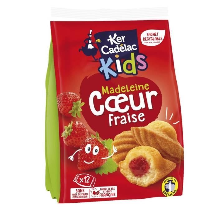 KER CADELAC - Madeleine Coeur Fraise 420G - Lot De 4