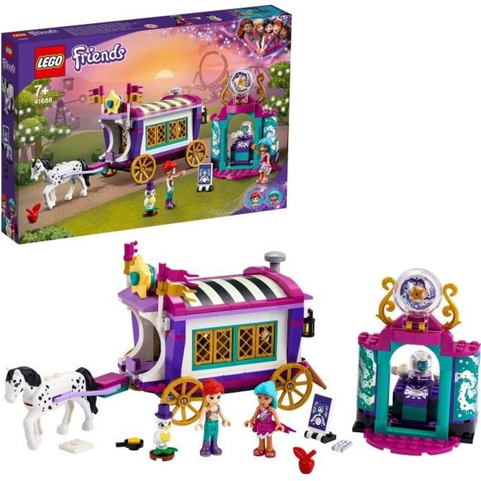LEGO® Friends 41688 La roulotte magique avec cheval et mini-poupée, jouet parc d’attraction pour enfants