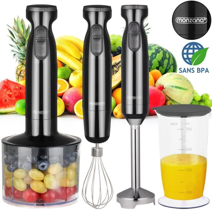 Mixeur plongeant électrique 1000 W fouet doseur broyeur viandes soupes gâteau batteur 2 vitesses mélanger appareil de cuisine