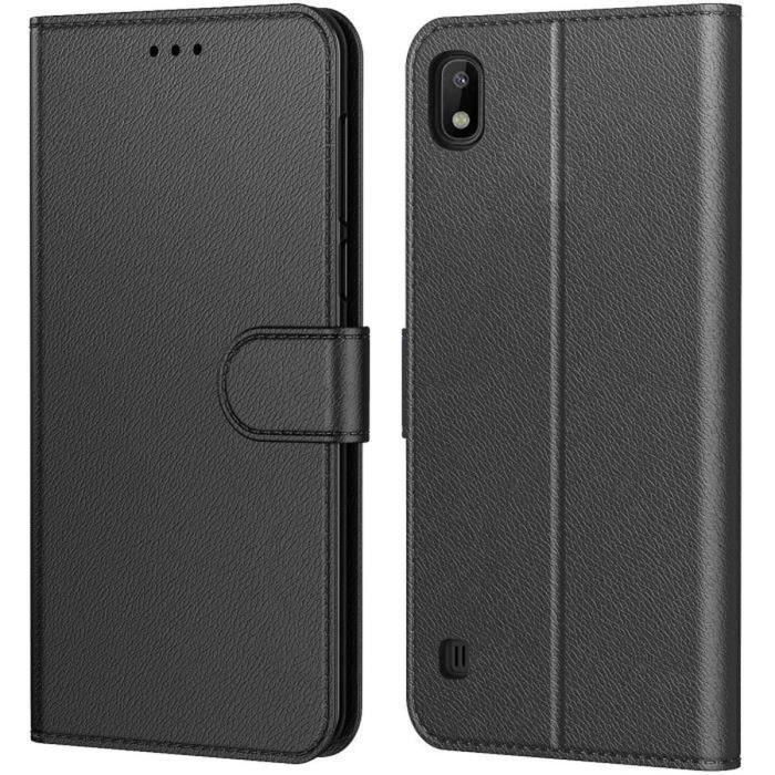 Coque Samsung Galaxy A10 Housse Etui Portefeuille Cuir Multifonction, Fermeture Magnétique à Clapet Anti-Choc Noir