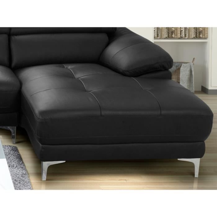 Canapé d'angle Noir Cuir Moderne Confort