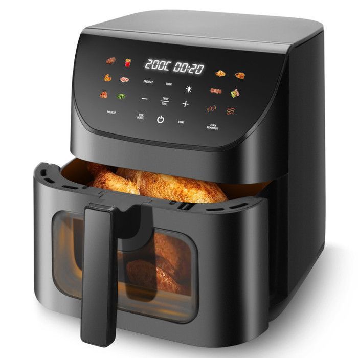 Friteuse Sans Huile 8L avec 12 Programmes - 1700W Air Fryer 0% BPA avec Fenêtre Visible Écran Tactile LCD - Uxfvlza