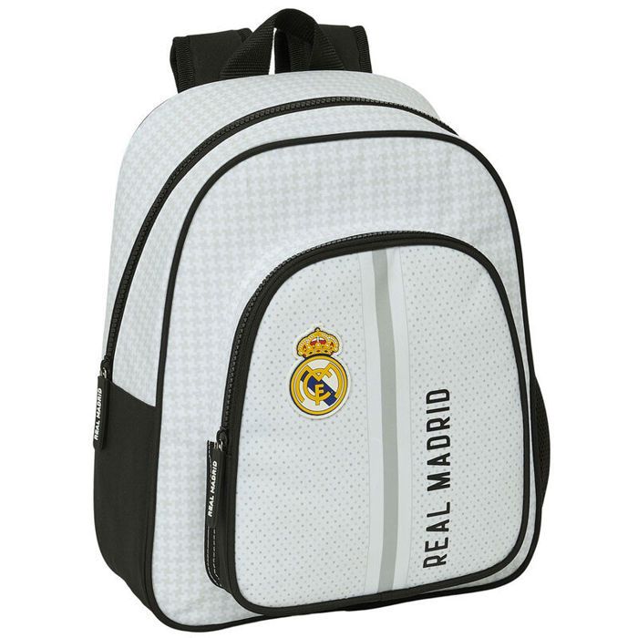 Sac à dos - Safta - Real Madrid 24/25 - Blanc/Noir - 28x10x34cm - Adaptable au trolley