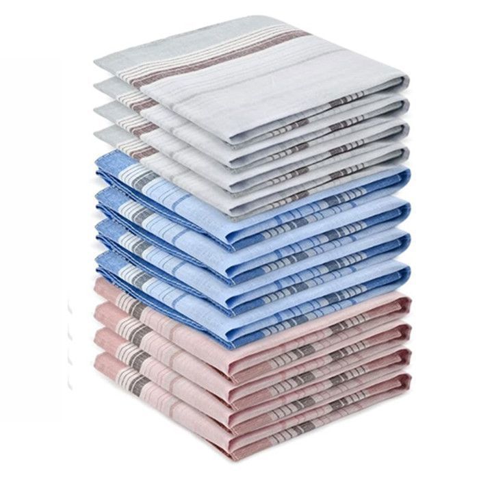 Lot De 12 Mouchoirs En Coton Classiques Pour Hommes - 40x40 Cm, Blancs - Neufs Avec étiquettes, Idéal Cadeau
