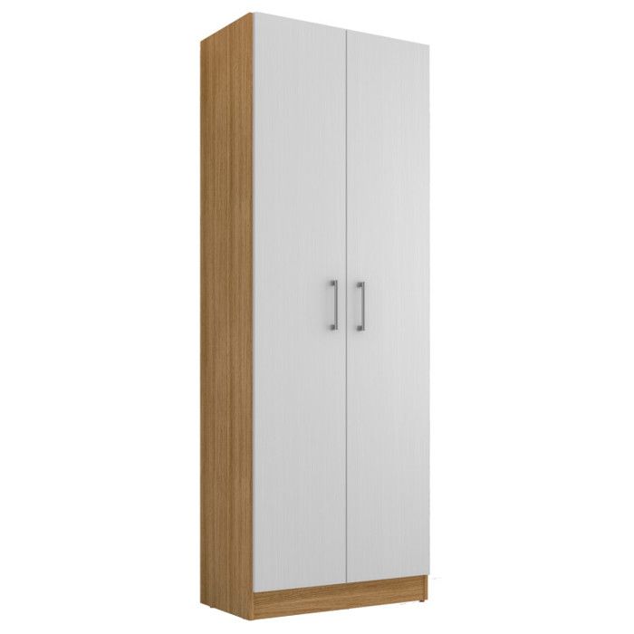 Armoire - LAVANDE - 2 Portes - Imitation Chêne et Blanc Ecru - 5 Niches - 4 Etagères Armoire - LAVANDE - 2 Portes - Imitation Chêne et Blanc Ecru - 5 Niches - 4 Etagères