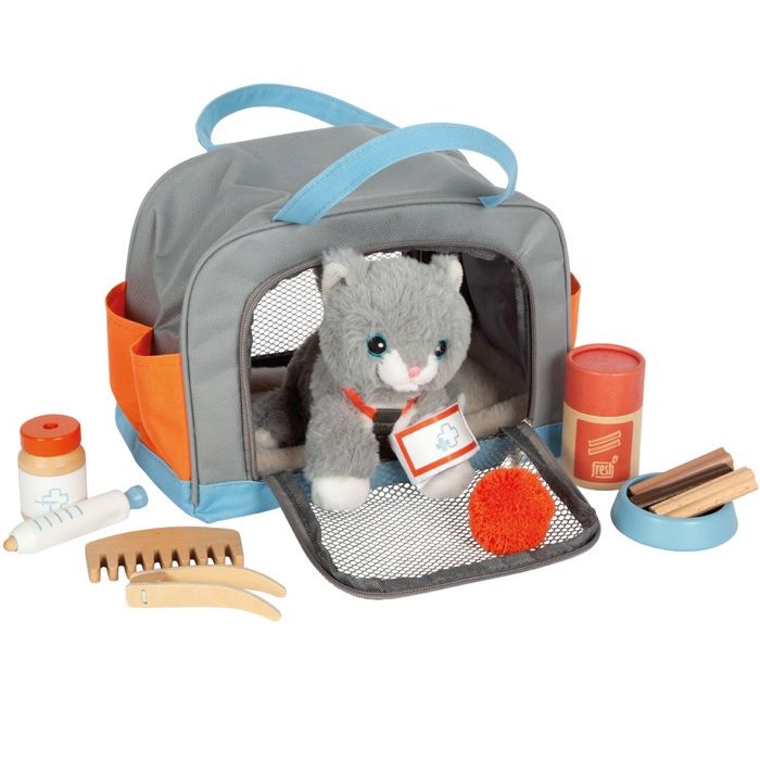 Chat en peluche - SMALL FOOT COMPANY - LEGLER - Kit de soins complet - Sac de transport - Jouets inclus