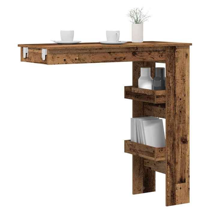 vidaXL Table bar mural vieux bois 102x45x1035 cm bois dingénierie table de bar table de bistro table de petit déjeuner 856860