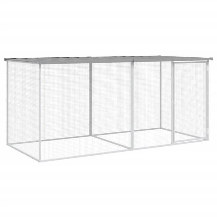 Comparer les prix de Poulailler enclos cage poules avec toit clair 203 x 98 x 90 cm acier galvanisé gris 02_0043983