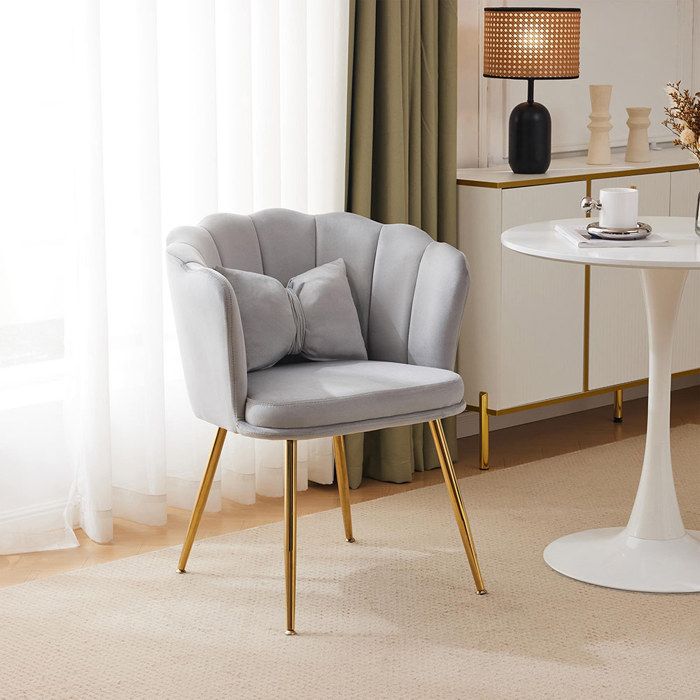 Fauteuil de salon chaise chaise confortable rembourrée avec dossier en pétales de fleurs coussins papillon - SWEIKO - Velours Gris Fauteuil de salon chaise chaise confortable rembourrée avec dossier en pétales de fleurs coussins papillon - SWEIKO - Velours Gris