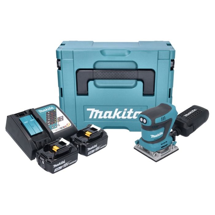 Makita DBO 484 RFJ ponceuse orbitale sans fil 18 V 112 x 102 mm + 2x batterie 3 0 Ah + chargeur + Makpac - vue 2