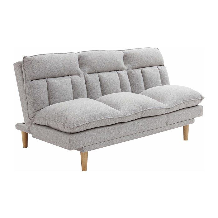 Canapé inclinable 3 places convertible clic-clac en tissu gris clair PALOBU