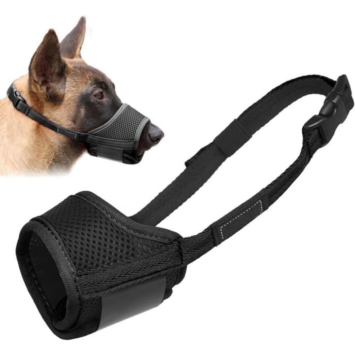 Meilleurs prix pour Muselière pour chien anti-morsure aboiement et mastication avec tissu doux en maille confortable et sangle réglable convient aux
