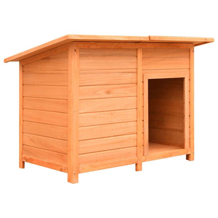 Niche pour chiens en bois - vidaXL - 120x77x86 cm - Brun - Toit imperméable - Pin et sapin massif - Facile à assembler